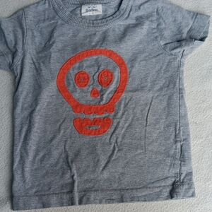 Boden Kids Gray Tee with Red Skull